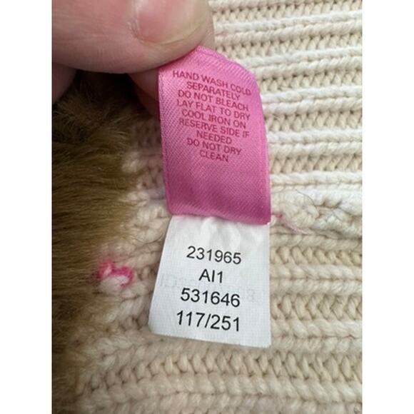 "PINK" RARE! Y2K Zip Up Hooded Faux Fur Lined Sweater SZ L 1986 Tween PLZ READ!! - Picture 9 of 16